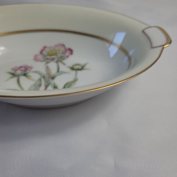 Mikado Harmony Oval Serving Bowl Cream Rim Pink Floral Center - Picture 9 of 12